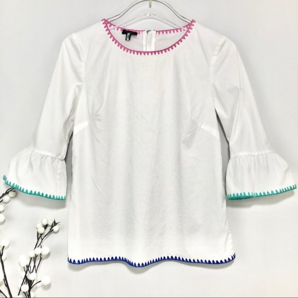 Talbots Tops - Talbots Embroidered Trim Bell Sleeve Top (size XS)